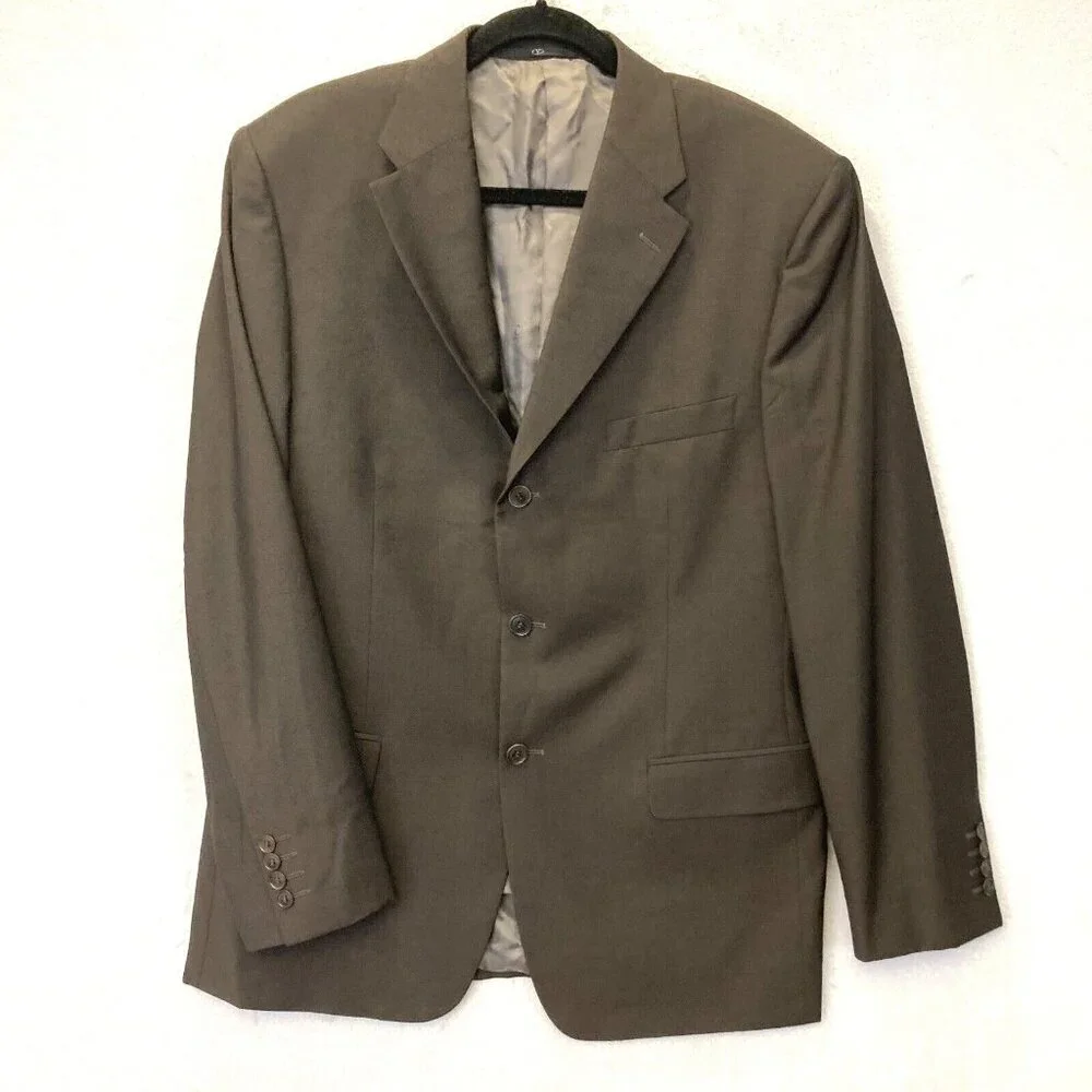 Valentino Wool Mohair‎ Blazer Mens Size 44 Sport Coat Brown Suit Jacket Formal